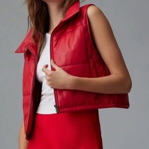 Anthropologie Bold Red Quilted Vest